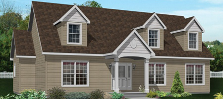 Artist's Rendering of The Augusta Cape-Cod Style Modular Home (Pennwest Homes Model: HP103-A)