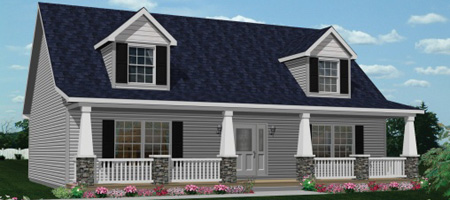 Artist's Rendering of The Wilmington Cape-Cod Style Modular Home (Pennwest Homes Model: HP104-A)