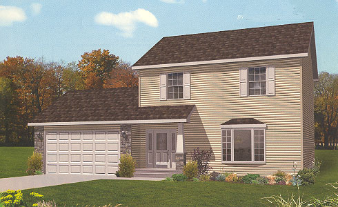 Artist's Rendering of The Bedford II Two Story Modular Home (Pennwest Homes Model: HS113-A)