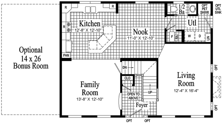 Providence Model HS101-A Main Floor - Floor Plan