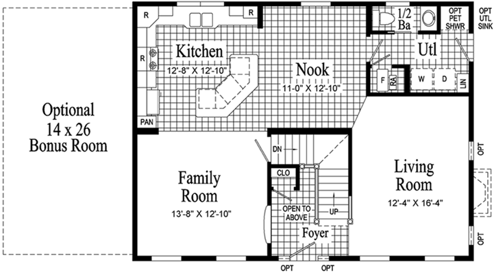 Providence II Model HS111-A Main Floor - Floor Plan