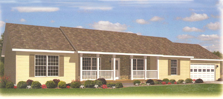 Artist's Rendering of The Davenport Ranch Modular Home (Pennwest Homes Model: HR114-A)