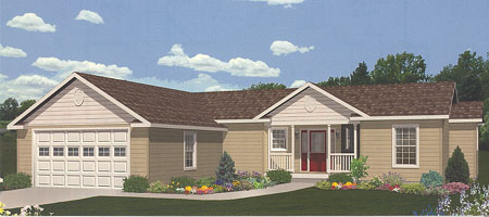 Artist's Rendering of The Dover Ranch Modular Home (Pennwest Homes Model: HR111-A)