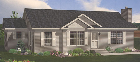 Artist's Rendering of The Hartford Ranch Modular Home (Pennwest Homes Model: HV102-A)