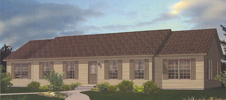 Artist's Rendering of The Oakland Ranch Modular Home (Pennwest Homes Model: HR108-A)