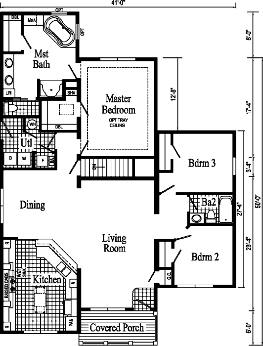 Covington Model HF115-A Ranch Home - Floor Plan
