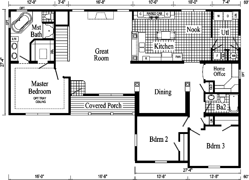 Davenport II Model HF114-A Ranch Home - Floor Plan