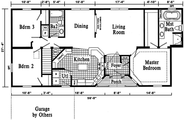 Dover Model HR111-A Ranch Home - Floor Plan
