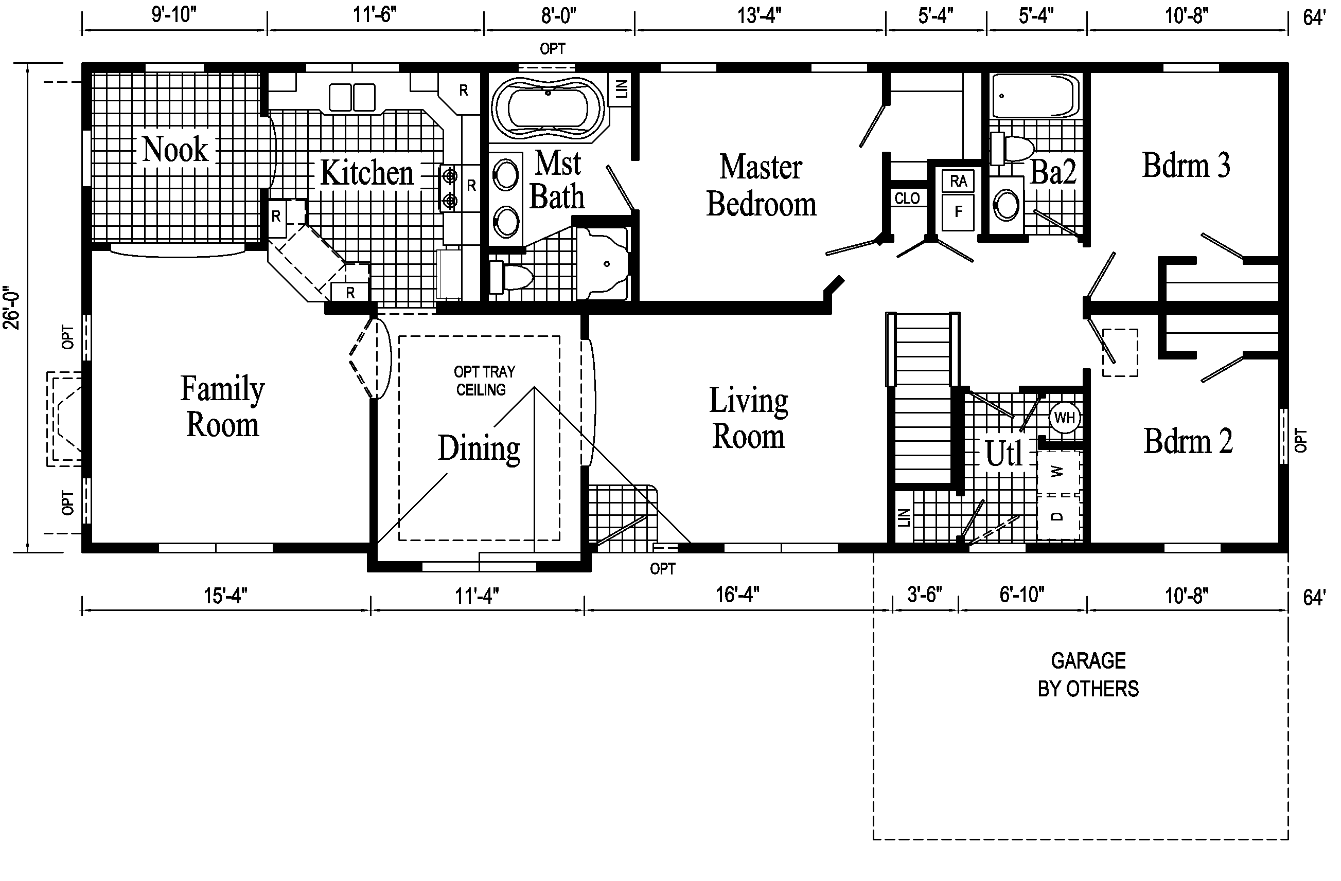 Monticello Model HV101-A Ranch Home - Floor Plan
