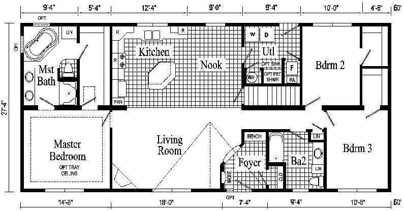 Rockport Model HR103-A Ranch Home - Floor Plan