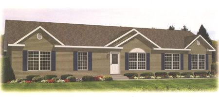 Artist's Rendering of The Quincy Ranch Modular Home (Pennwest Homes Model: HR117-A)