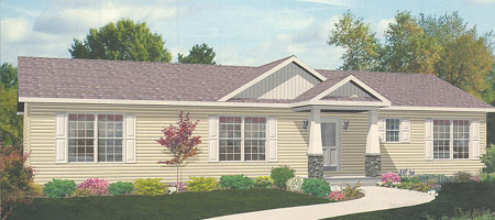 Artist's Rendering of The Rockport Ranch Modular Home (Pennwest Homes Model: HR103-A)